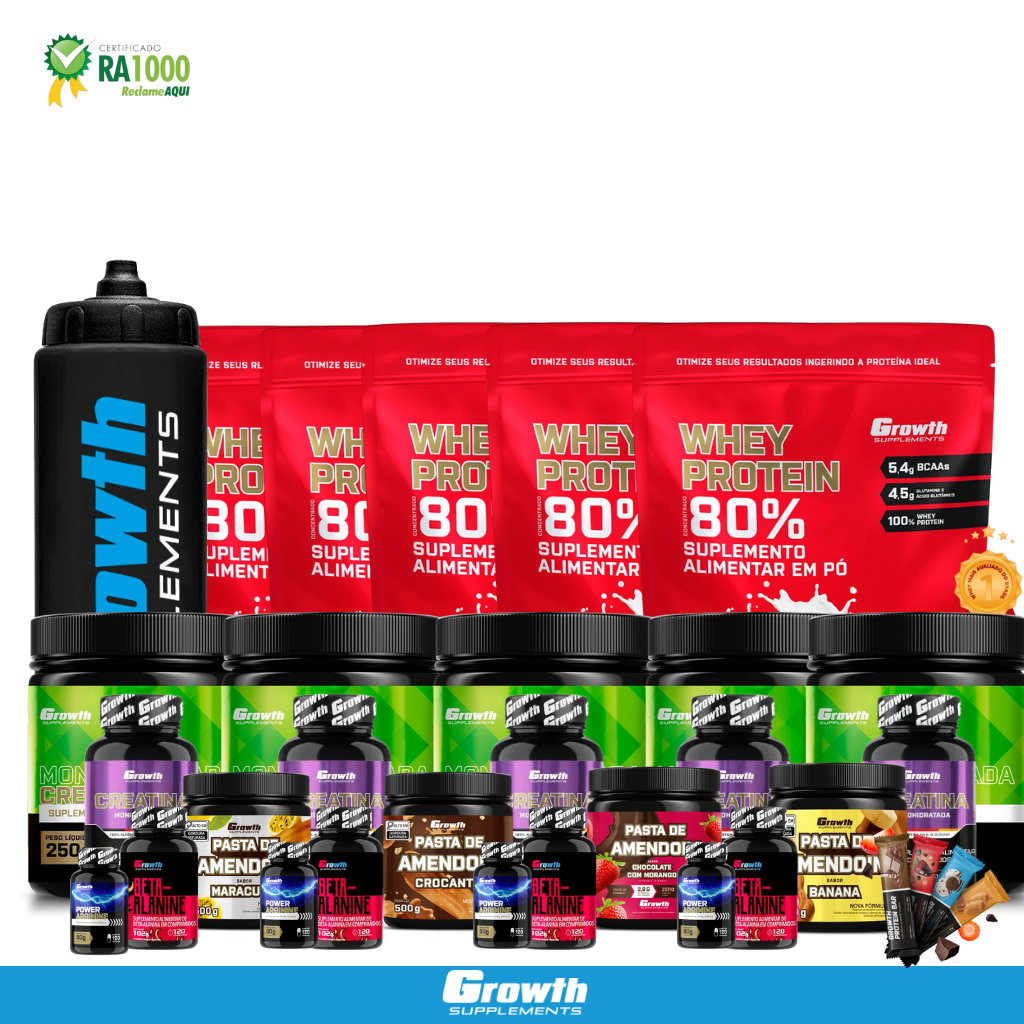 COMBO SUPER MASTER – 5 Wheys 1kg + 5 Creatinas + 1 Garrafa Black + 5 Creatina Monohidratada + 4 Beta Alanine + 4 PowerCOMBO SUPER MASTER – 5 Wheys 1kg + 5 Creatinas + 1 Garrafa Black + 5 Creatina Monohidratada + 4 Beta Alanine + 4 Power