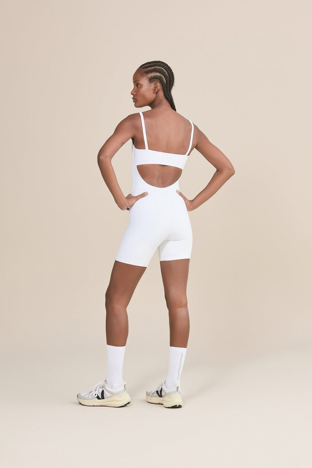 Kit Macaquinho Shorts Sense Pro + Macacão Upfit Tule Power White