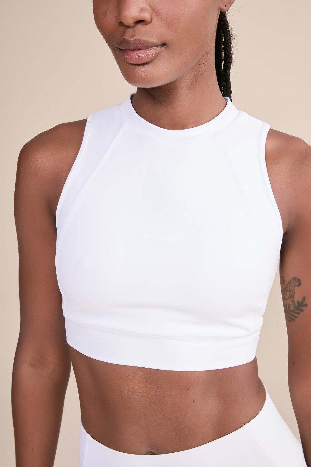 Kit Top Upfit Tule Power White + Legging Upfit Tule Power White