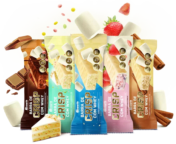 BARRA CRISP COM WHEY PROTEIN - DISPLAY C/ 12 UN. - GROWTH SUPPLEMENTS