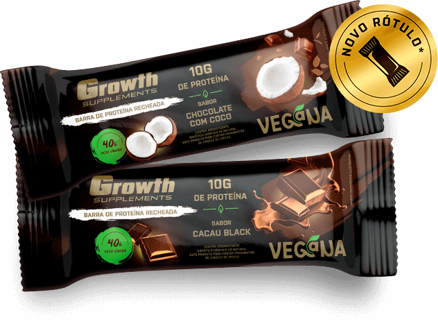 BARRA DE PROTEÍNA VEGANA - DISPLAY C/ 12 UN. - GROWTH SUPPLEMENTS
