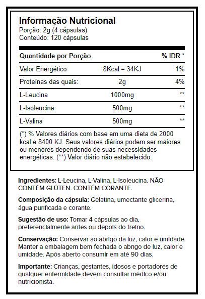 BCAA 2:1:1 (120 CÁPS) - GROWTH SUPPLEMENTS
