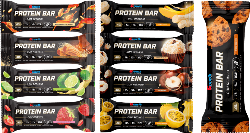 BARRA DE PROTEÍNA COM RECHEIO - DISPLAY C/ 12 UN. - GROWTH SUPPLEMENTS
