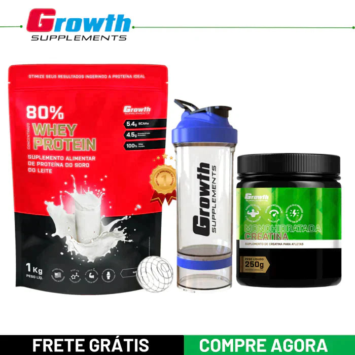 COMBO WHEY PROTEIN 1KG + COQUETELEIRA + CREATINA 250G
