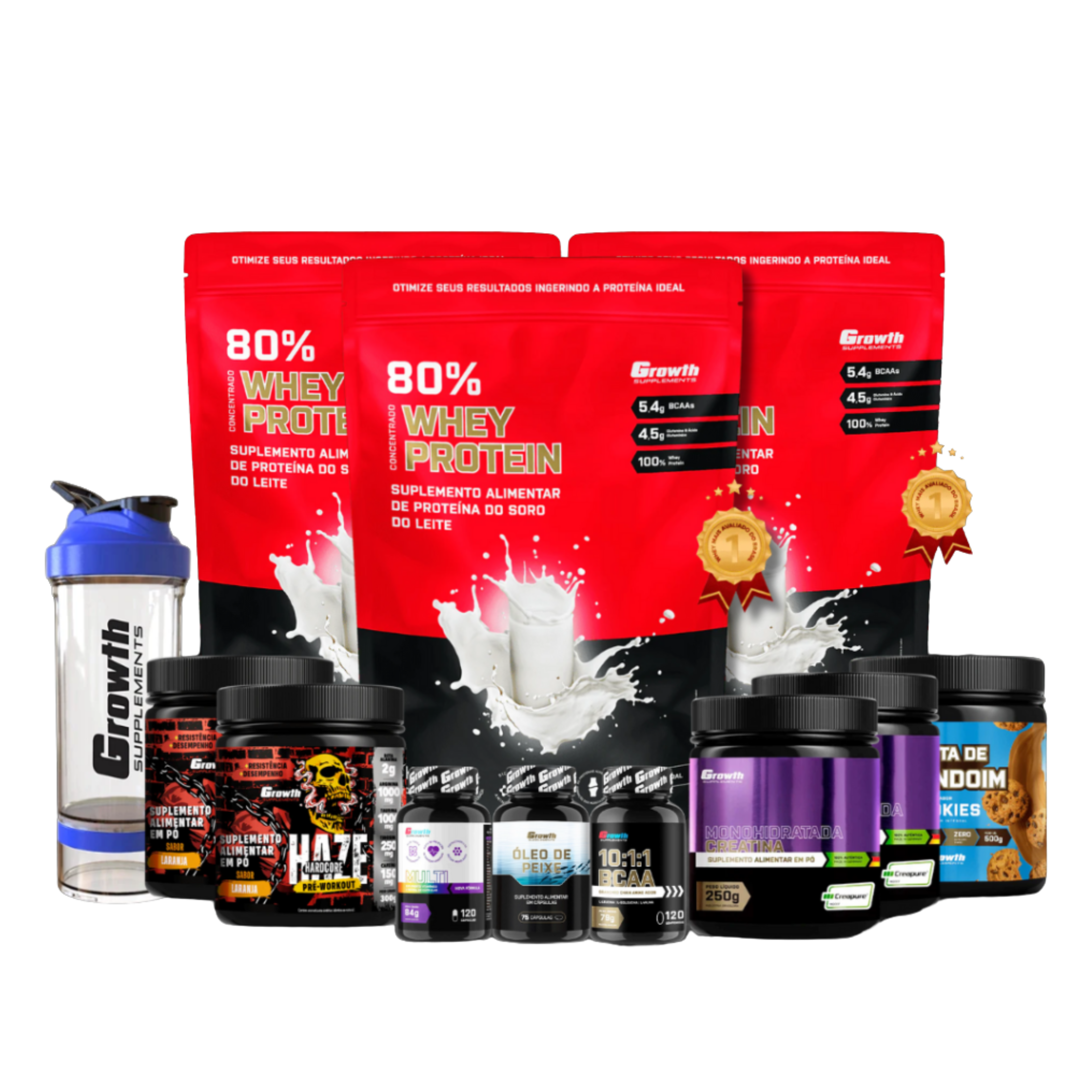 [PROMOÇÃO DE TERÇA FEIRA ÚLTIMO DIA] - 3x Whey 1Kg + 2x Creatina 250g + 2x Pré-Treino Haze 300g + 1x Multivitamínico (120 Cápsulas) + 1 óleo de peixe + 1x Bcca + 1x Pasta de amendoim cookies + 1 Coqueteleira