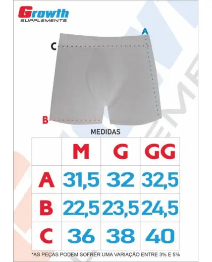 CUECA BOXER CINZA CLARO GROWTH PREMIUM - GROWTH SUPPLEMENTS