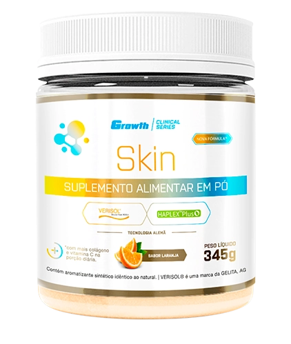 Growth Skin 345g (Colágeno tipo 1 + Colágeno VERISOL® + Ácido Hialurônico + Vitamina C) – Growth SupplementsGrowth Skin 345g (Colágeno tipo 1 + Colágeno VERISOL® + Ácido Hialurônico + Vitamina C) – Growth Supplements
